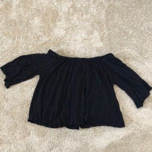 Black off the shoulder shirt